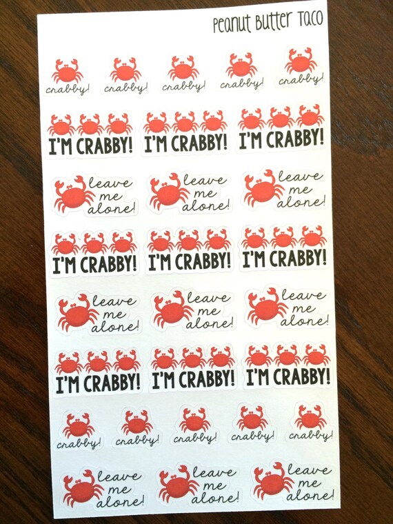 Crabby Planner Stickers - Crab Stickers - Bad Day Stickers - Funny Stickers - I'm Crabby - Leave Me Alone - Crabby Stickers - Mood Stickers