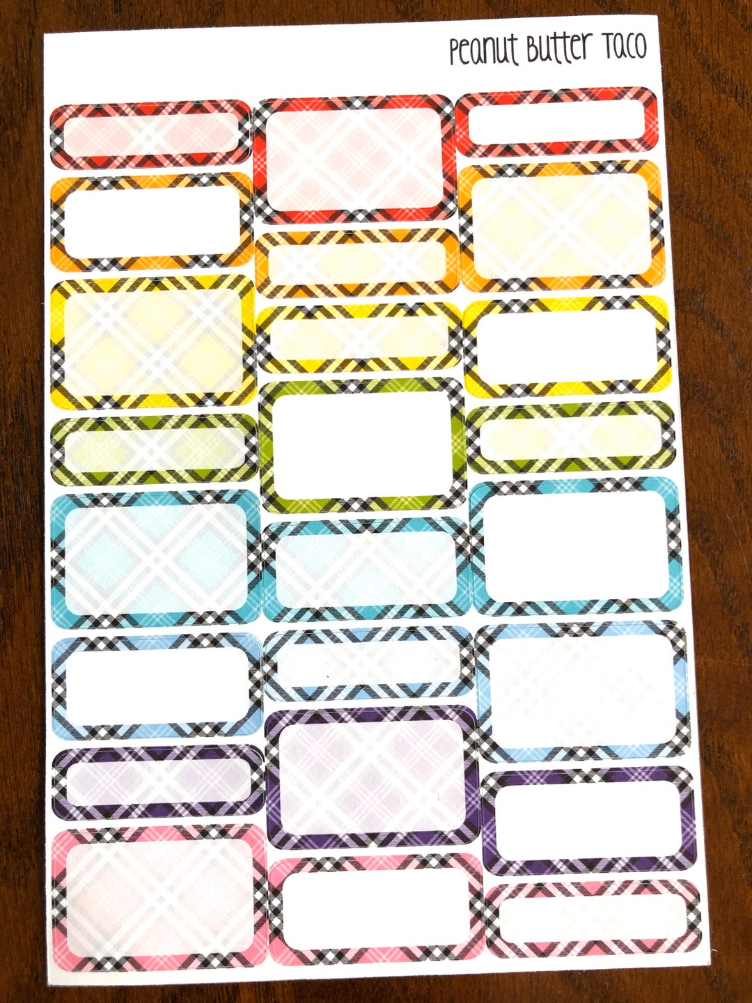 Rainbow Plaid Mixed Boxes - Box Planner Stickers - Mixed Sized Boxes ...