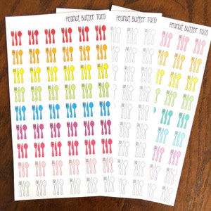 Utensils Planner Stickers - Rainbow Pastel or Neutral Utensils Stickers - Silverware - Meal Planning - Meal Plan Stickers - Fork Knife Spoon