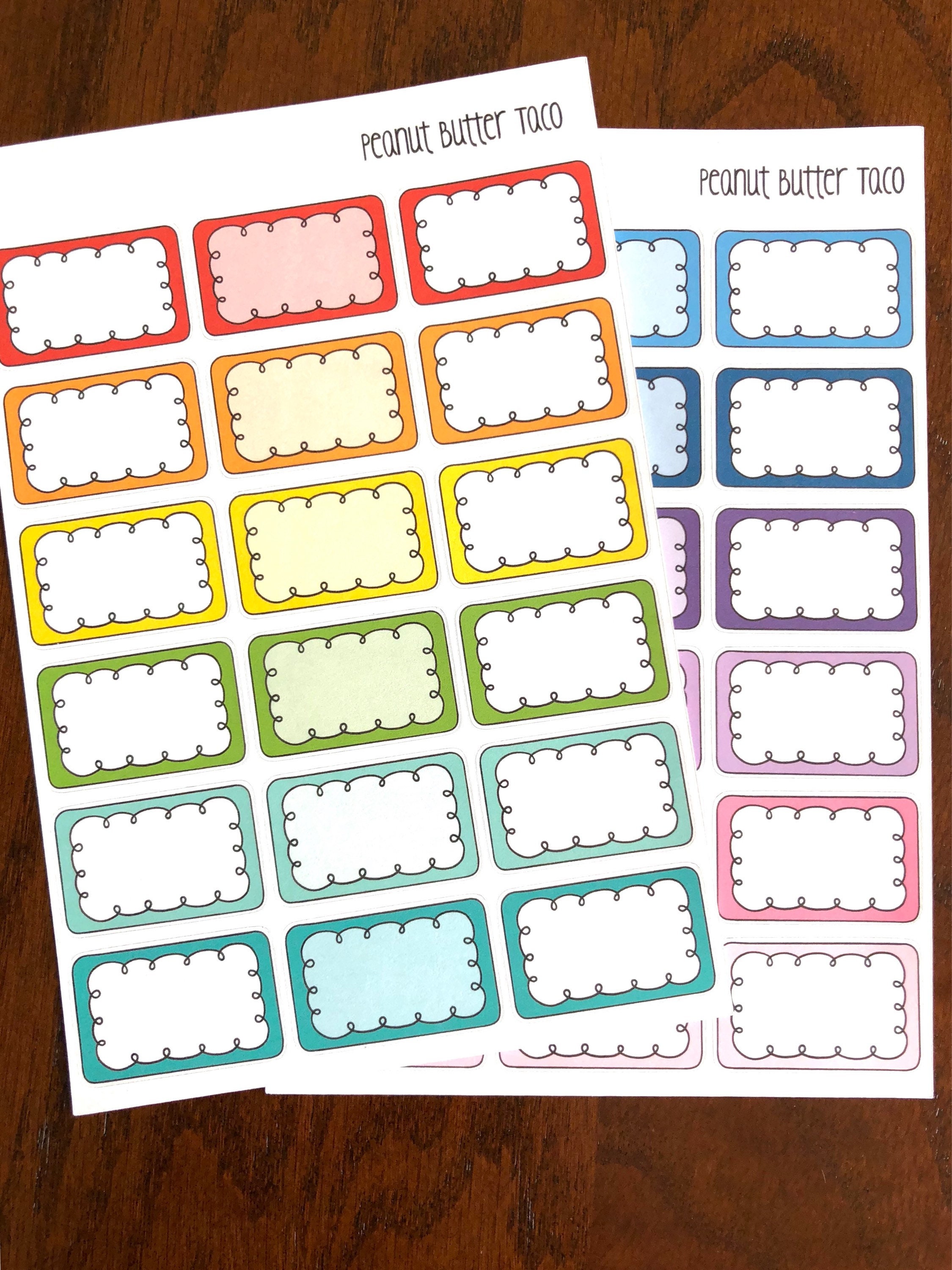 Rainbow Doodle Boxes - Half Box Planner Stickers - Half Boxes Stickers ...