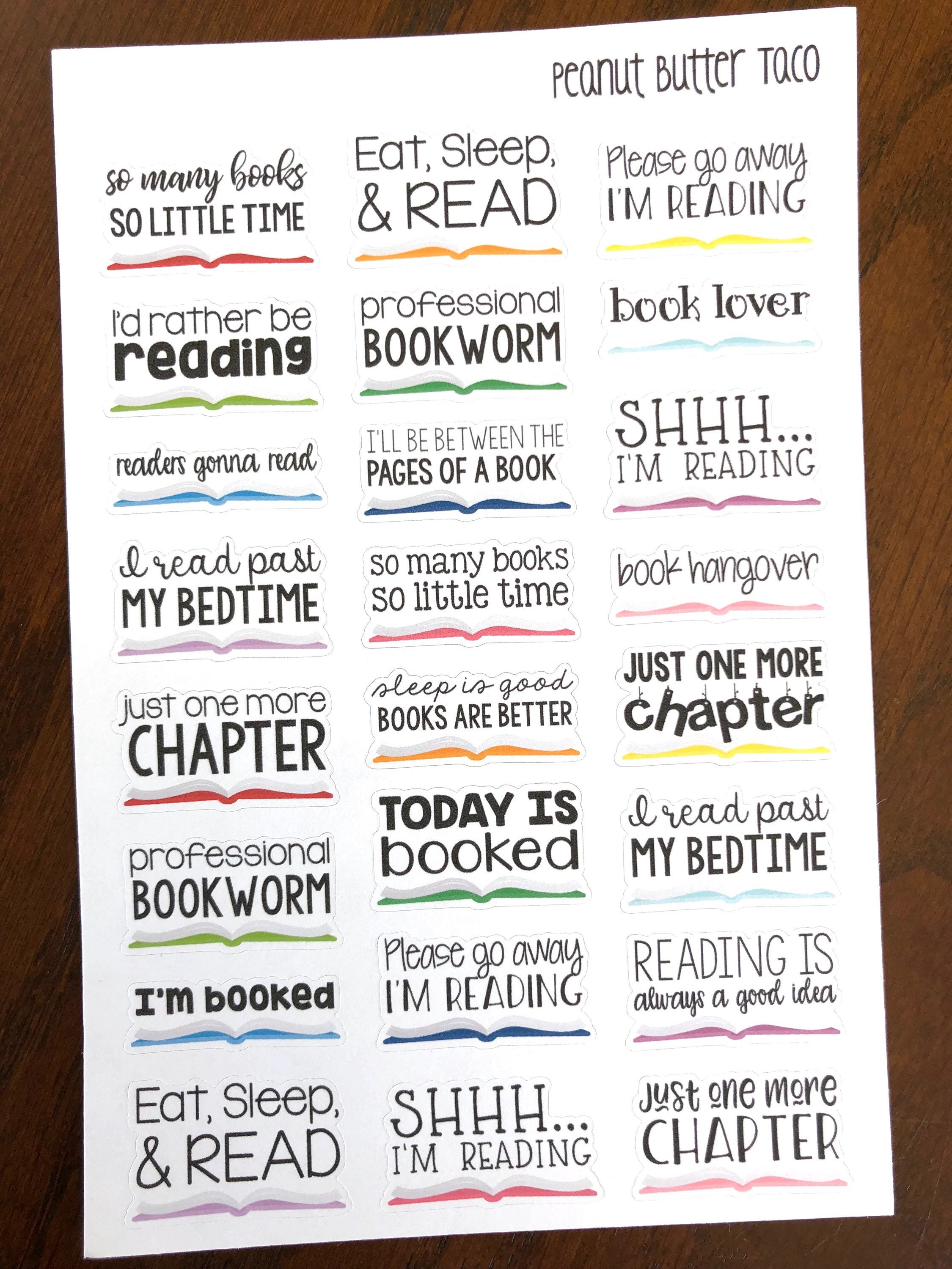 Reading Sayings Planner Stickers Bookworm Planner Stickers | Etsy