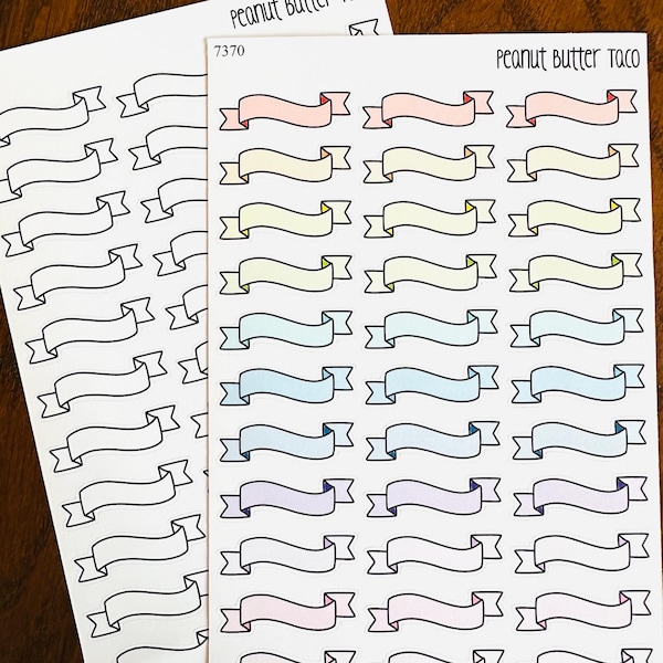 Doodle Banners Planner Stickers - Bullet Journal Stickers - Banner Stickers - Header Stickers - Bujo Stickers - Black & White Journal