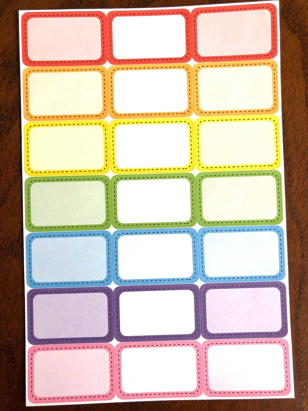 Stitched Rainbow Half Box Planner Stickers - Rainbow Half Boxes - Black ...