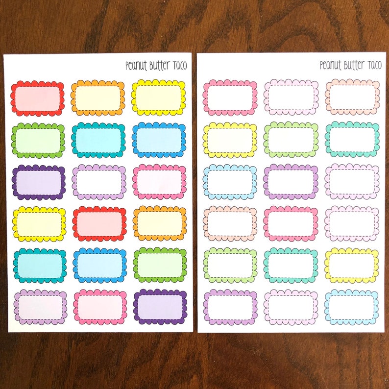Scallop Half Boxes - Rainbow or Pastel - Scalloped Doodle Planner ...