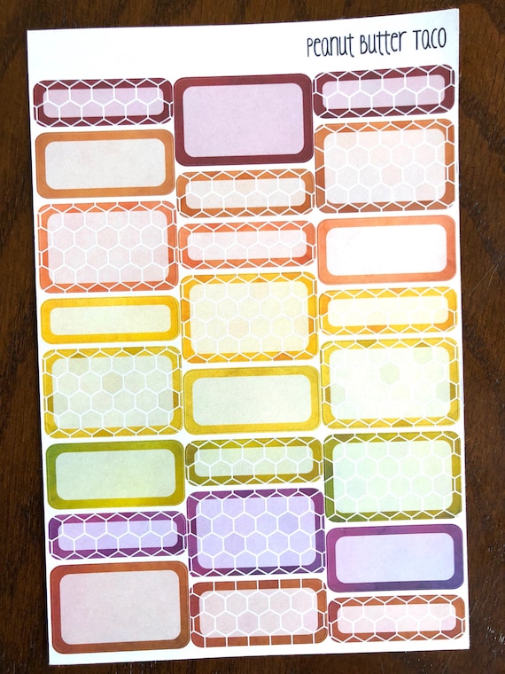 Honeycomb Fall Mixed Boxes - Fall Planner Stickers - Fall Colors - Half Box Stickers - Quarter Box Stickers - Half Boxes - Quarter Boxes