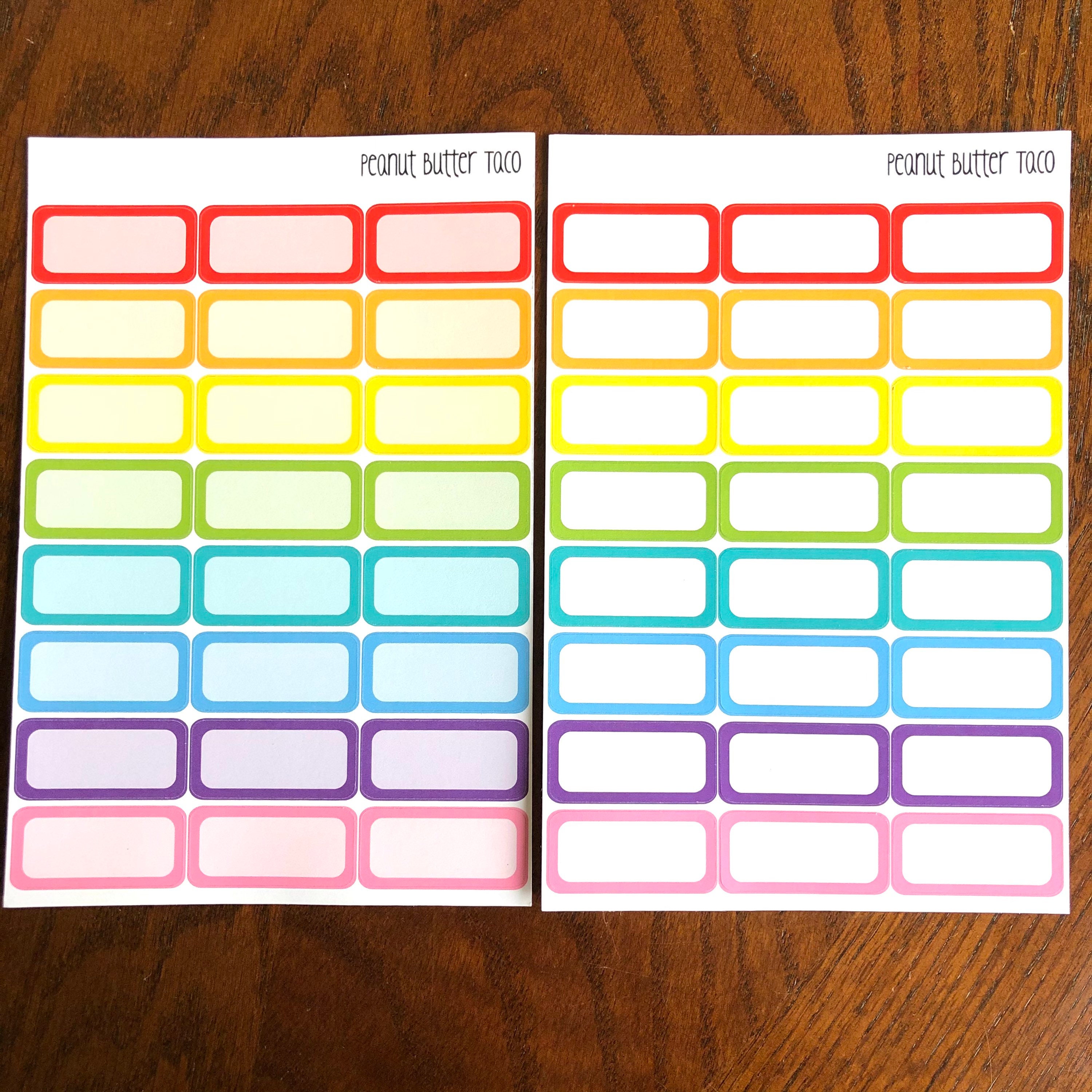 Rainbow Perfect Sized Boxes Planner Stickers - Box Stickers - Bright ...