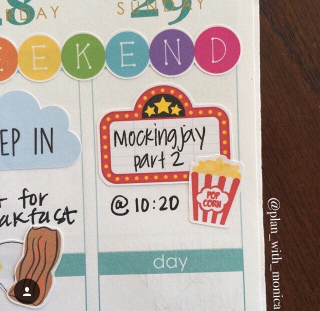 Movie Night Planner Stickers Popcorn Stickers Marquee | Etsy