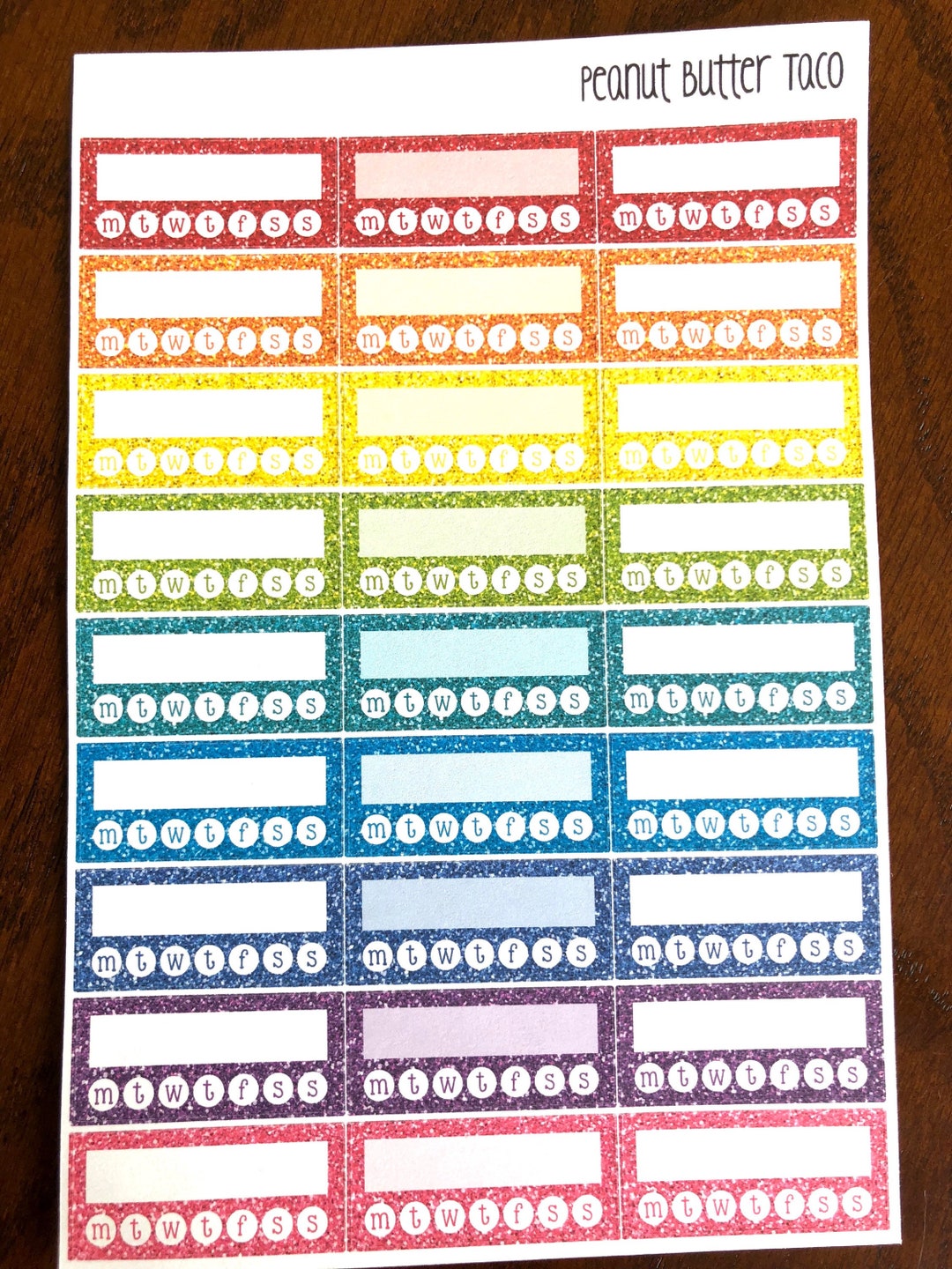 Glitter Single Habit Trackers - Rainbow Habit Tracker Planner Stickers ...