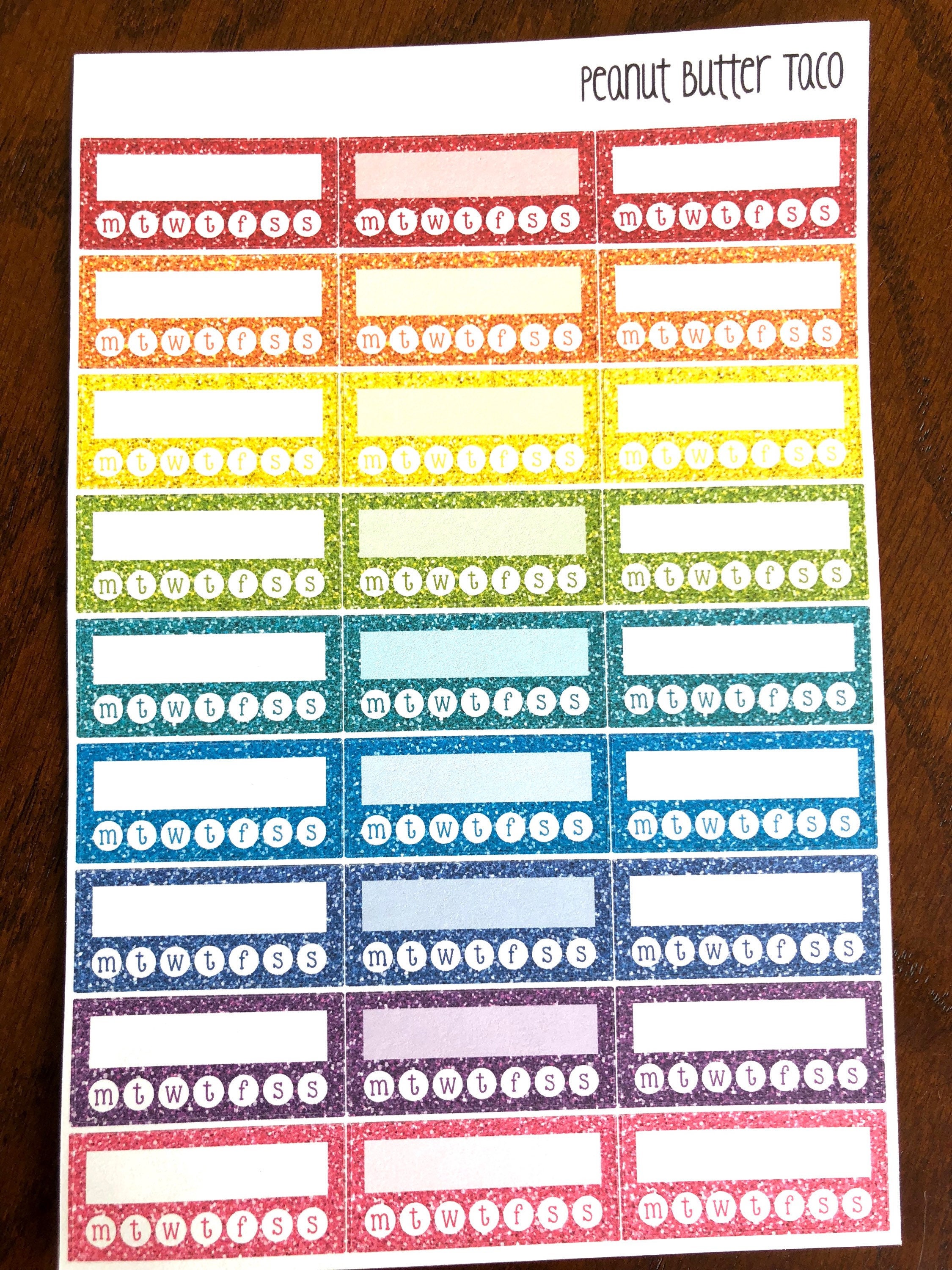 Glitter Single Habit Trackers Rainbow Habit Tracker Planner | Etsy