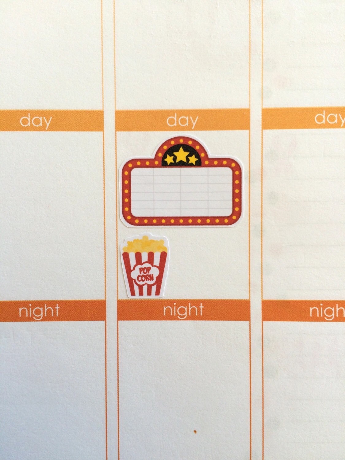 Movie Night Planner Stickers Popcorn Stickers Marquee | Etsy