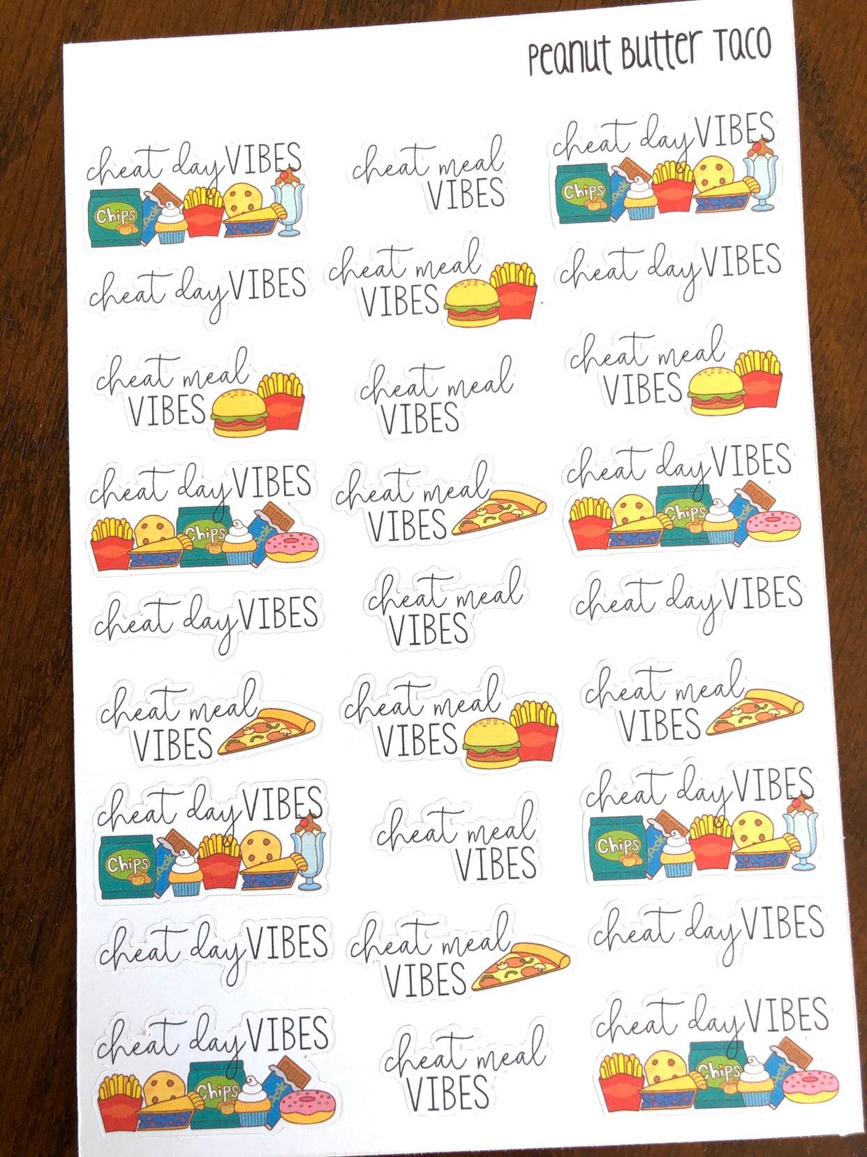Cheat Day Vibes Planner Stickers Cheat Meal Planner Stickers