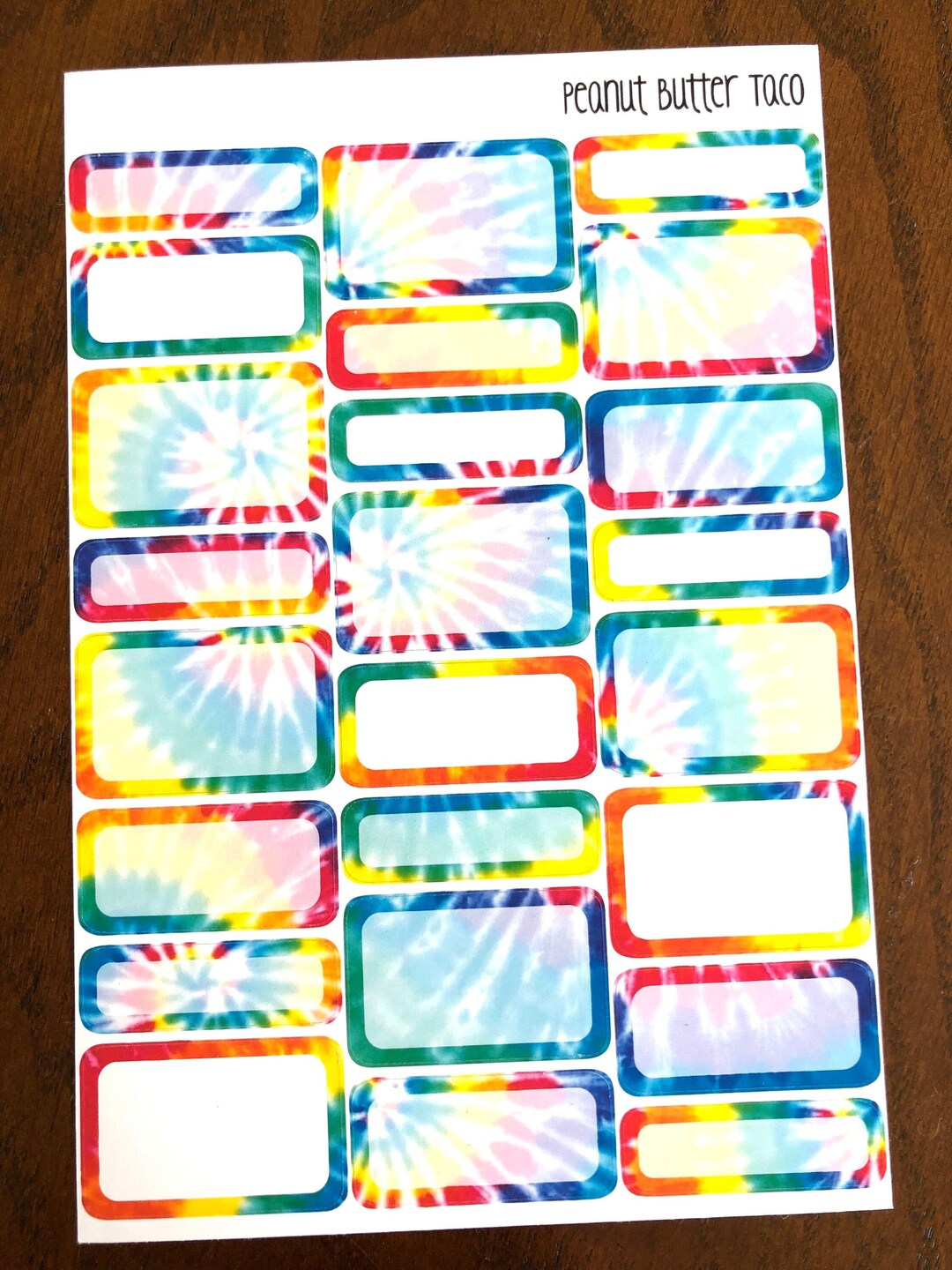 Tie Dye Mixed Boxes Planner Stickers - Vibrant Bold Bright Stickers ...