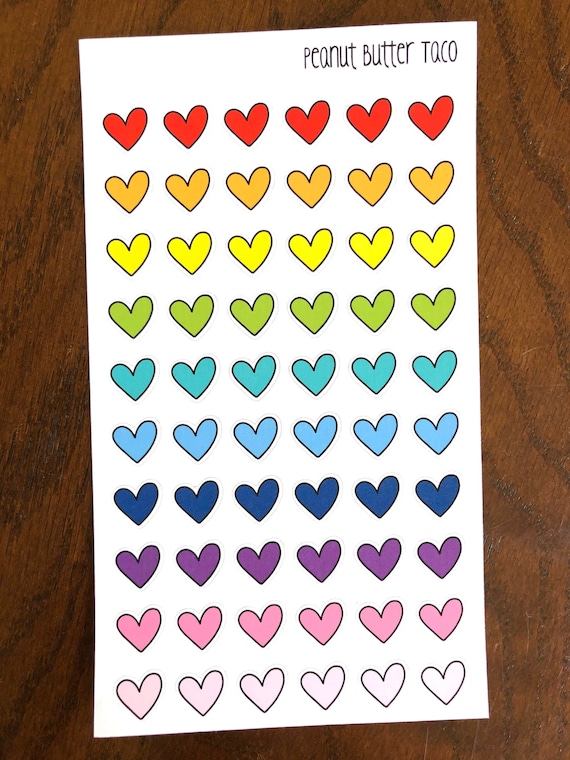 Adesivi cuori disegnati a mano - Adesivi Doodle Heart Planner - Adesivi  Rainbow Heart - Piccoli Cuori Adesivi - Adesivi d'amore