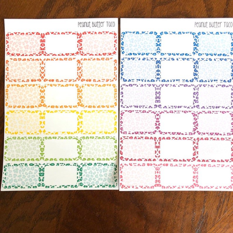 Wild Rainbow Half Boxes - Animal Print Planner Stickers - Half Box ...