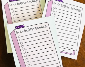 Things To Do Before Reading - Bookish Notepad - 4.25 x 5.5" - To Do List - Bookworm Gift - Reading Stationery - Bookish Note Pad - Book Club