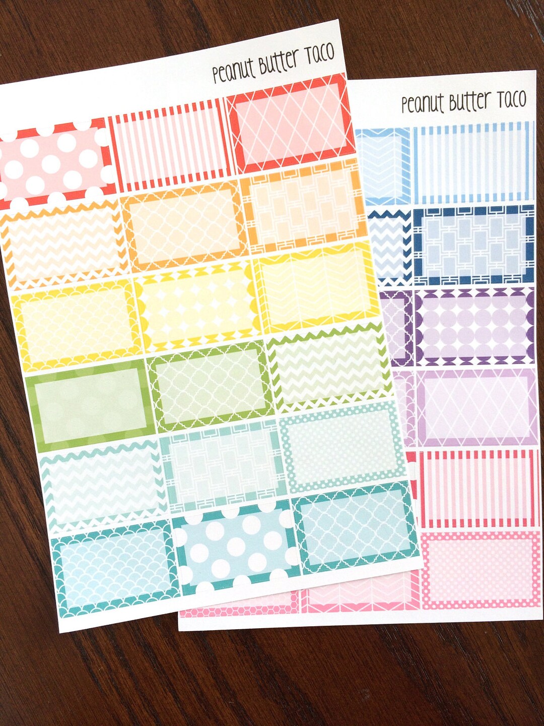 Patterned Rainbow Half Boxes Planner Stickers - Designer Half Box ...