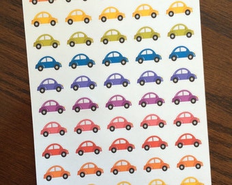 Car Planner Stickers - Errands Planner Stickers - Rainbow Cars Stickers - Drive Stickers - Road Trip Stickers - Car Calendar Stickers