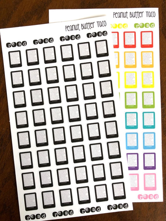 E-Reader Stickers - Black or Rainbow Reading Planner Stickers - E-Book Stickers - Book Planner Stickers - Bookish Stickers - ebook Stickers