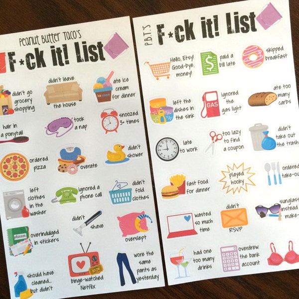 F*ck it! List Planner Stickers - Adulting Planner Stickers - Funny Planner Stickers - Funny Stickers - Sarcastic Stickers