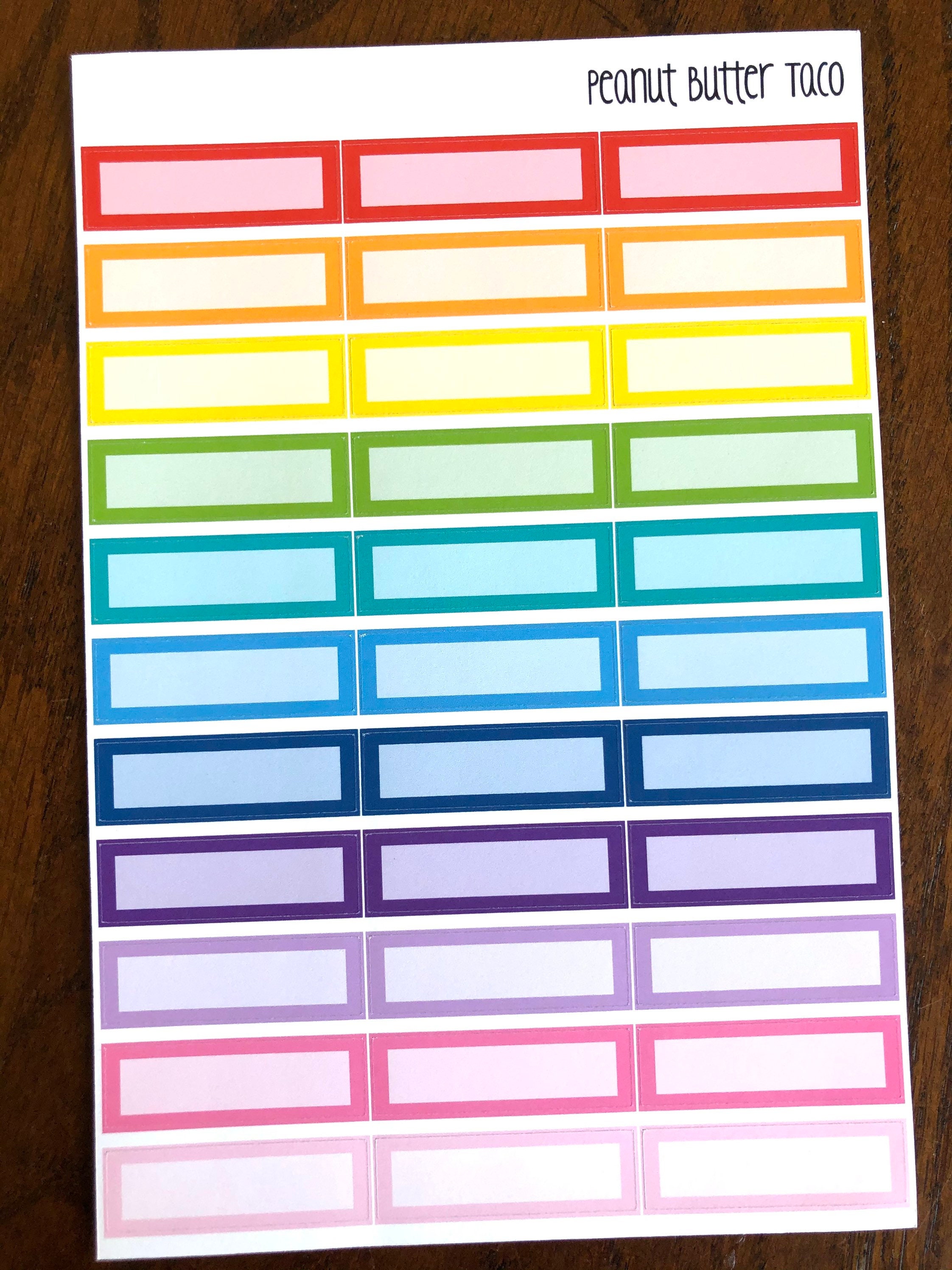 Squared Quarter Boxes - Rainbow or Pastel Quarter Box Planner Stickers ...