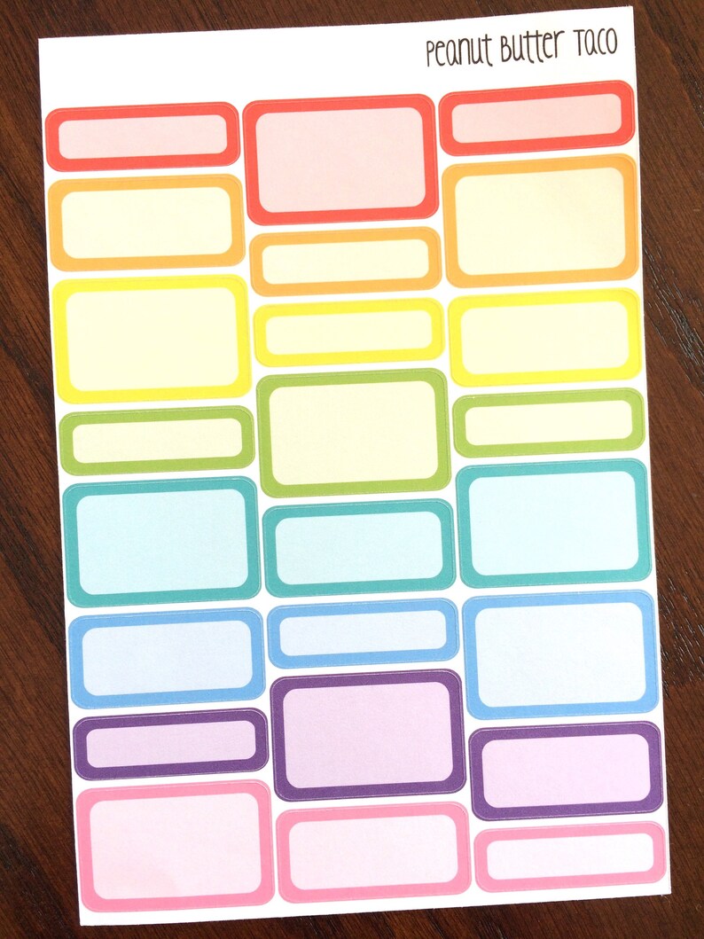 Rainbow or Pastel Mixed Boxes Planner Stickers - Box Stickers - Half ...