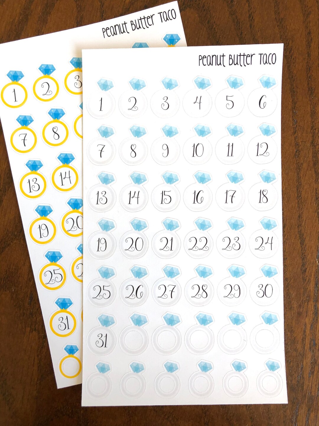 Gold or Silver Ring Countdown Planner Stickers- Ring Stickers - Ring ...