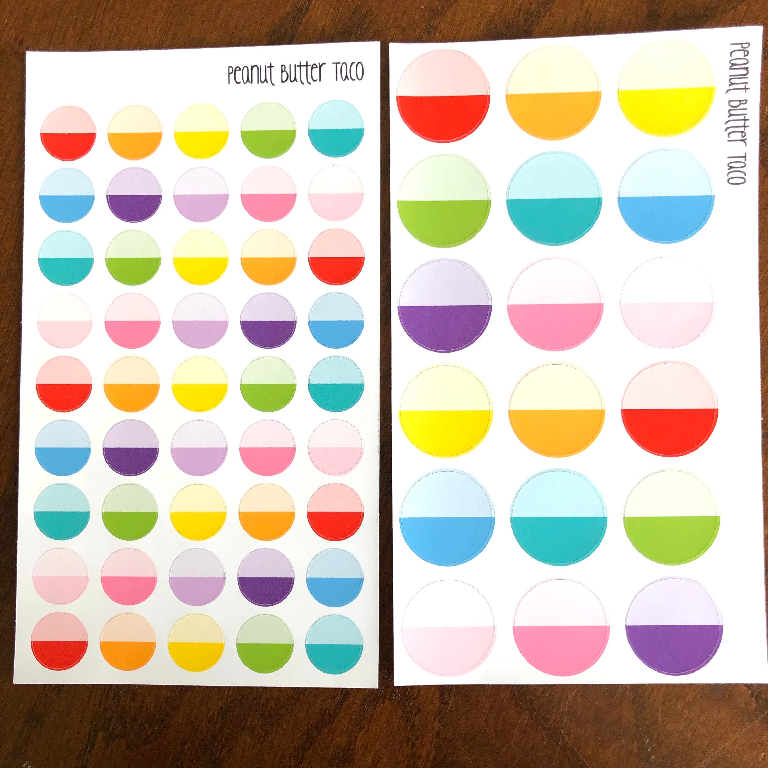 Two-toned Circle Planner Stickers - Small or Large Circle Stickers ...