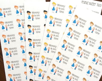 Mommy & Son Time Planner Stickers - Family Planner Stickers -  Mom Planner Stickers - Family Time Stickers - Kids Stickers - Family Day