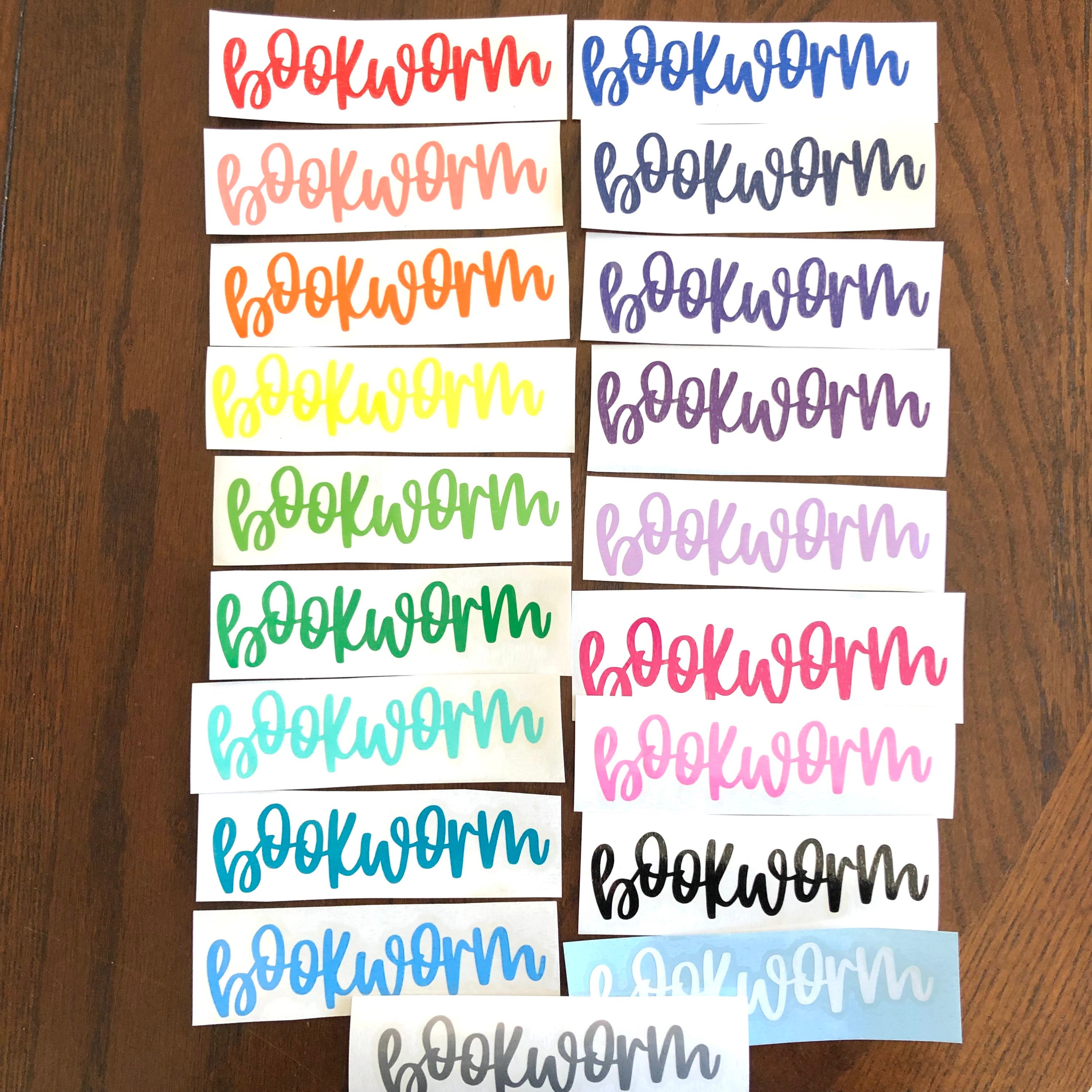 Bookworm Vinyl Decal - Bookish Decal - Hand Lettered Script Reading ...