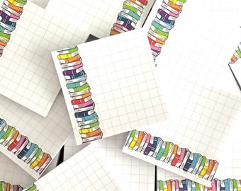 Bookstack Grid Sticky Notes - Reading Sticky Notes - Bookworm Gift - Bookish Sticky Notes - Books Stationery - Bookish Notepad - Paper Pad