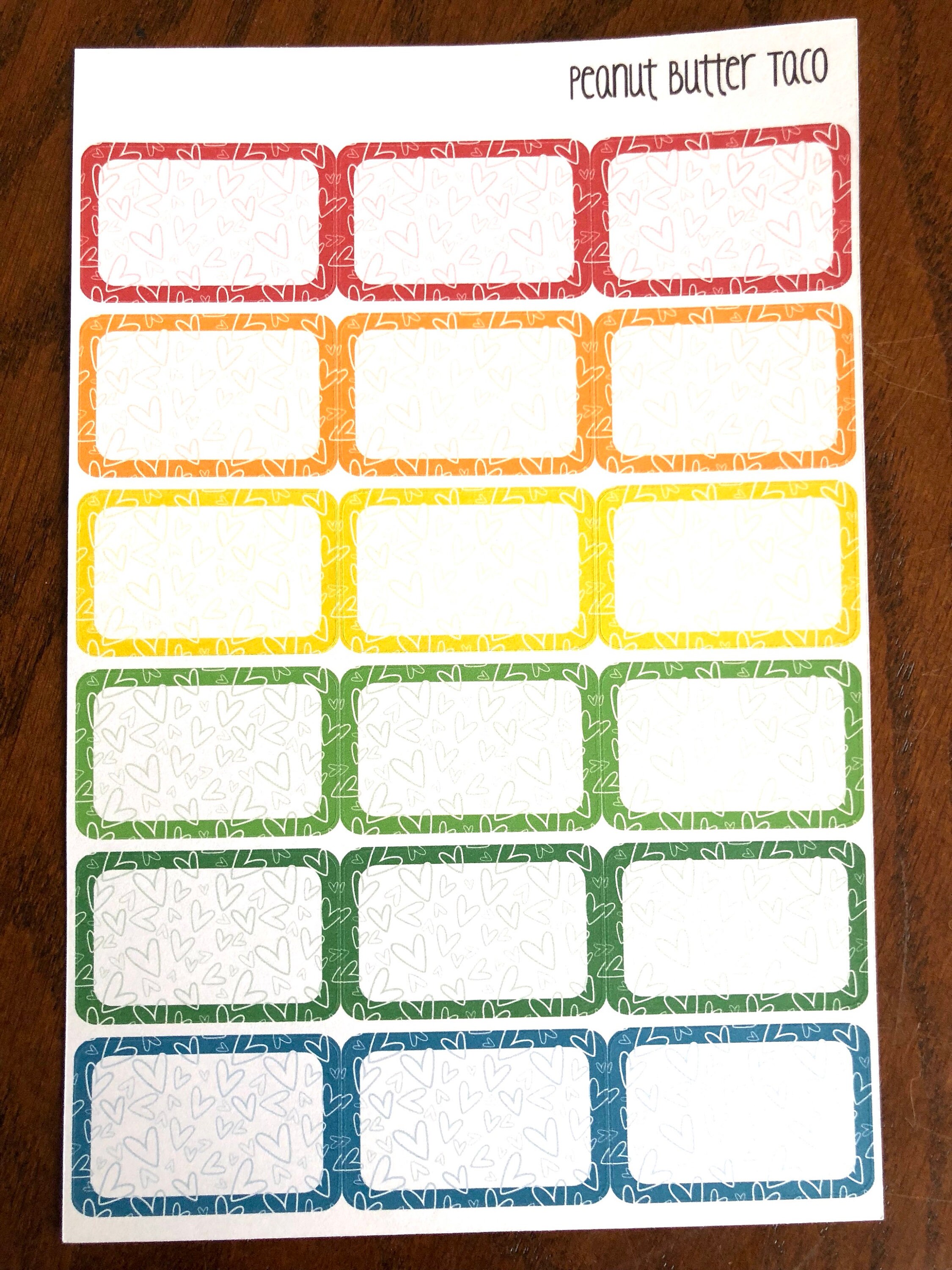 Heart Doodle Rainbow Half Boxes - Planner Stickers - Doodle Stickers ...