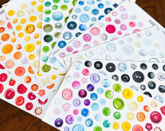 Button Stickers - Planner Stickers - Junk Journal Stickers - Monochrome Stickers - Junk Journaling - Scrapbook Stickers - Realistic Buttons