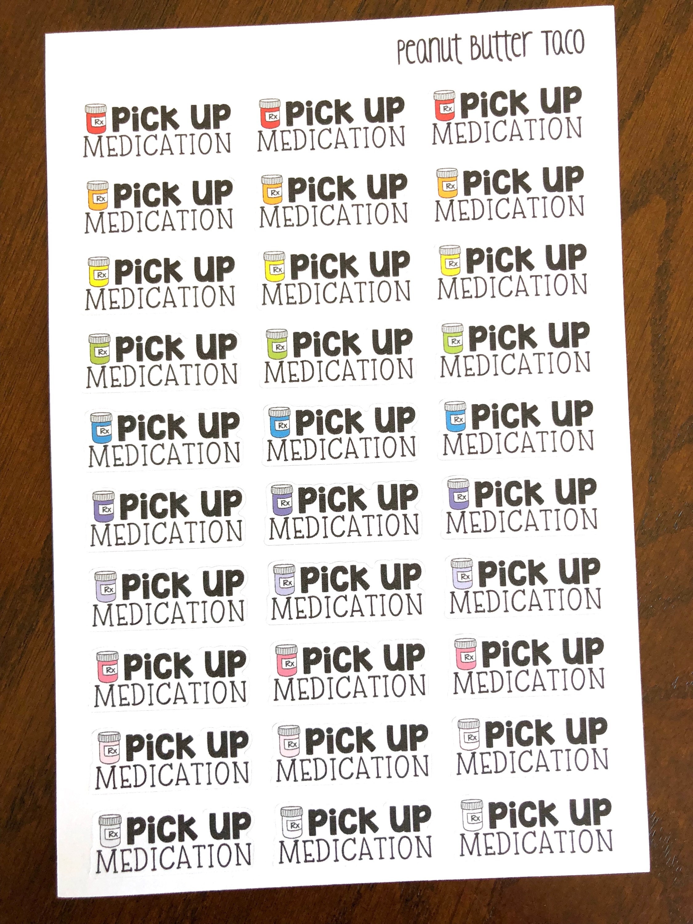 Medication Guide Sticker Pick up Medication Planner Stickers - Prescription Stickers - Rx ...