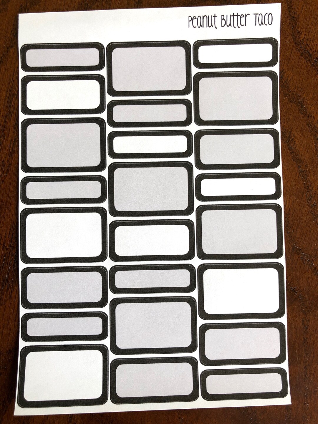 Solid Black Mixed Boxes Planner Stickers - Neutral Box Stickers - Half ...