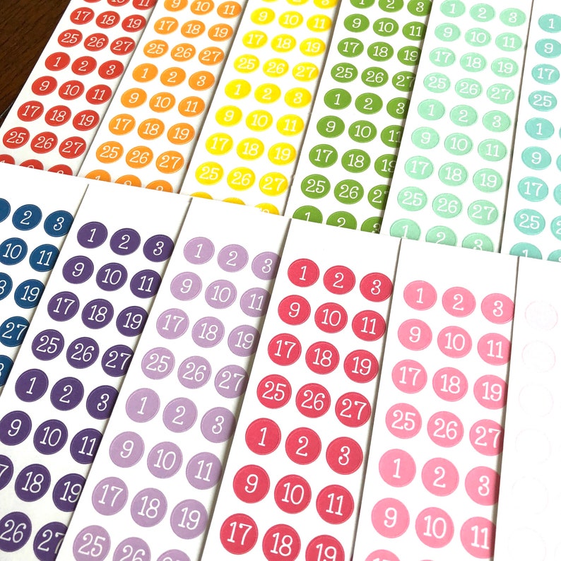 Color Choice Tiny Date Stickers Countdown Stickers Small | Etsy