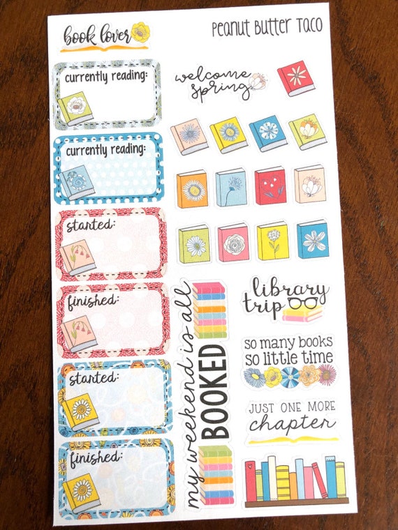 Bookish Spring Planner Stickers Floral Reading Stickers Etsy