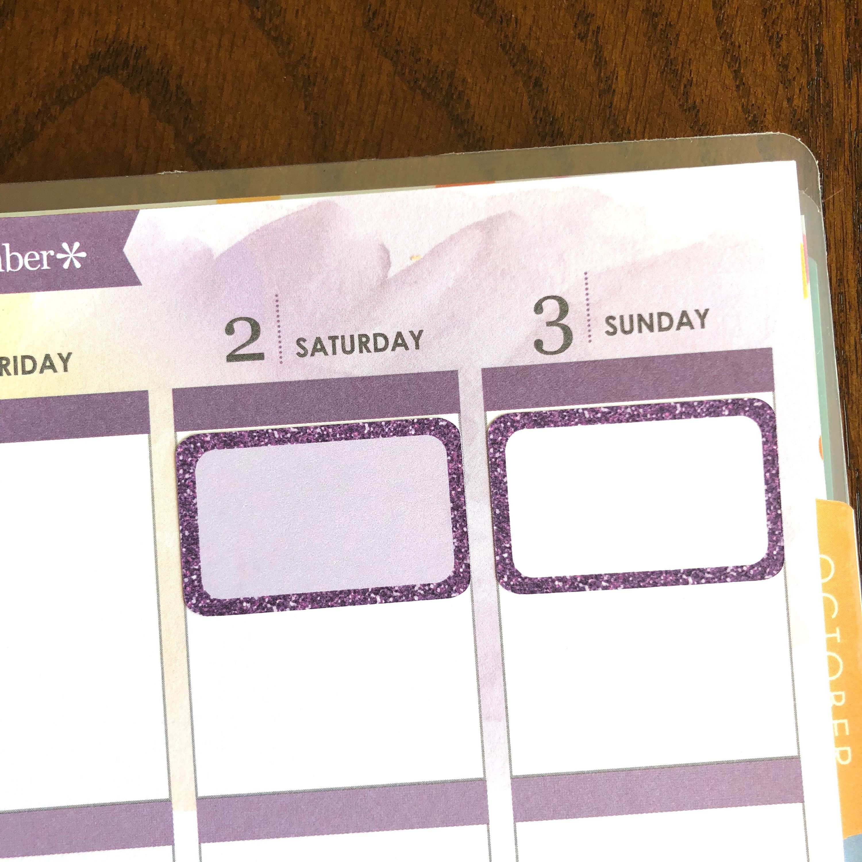 Glitter Rainbow Half Box Planner Stickers - Rainbow Half Boxes ...