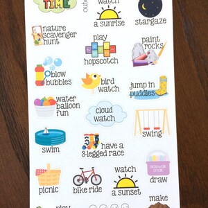 Buitenshuis Quality Time-stickers - stickers voor familietijd - kinderen - kinderstickers - stickers zomer bucketlist - moederstickers