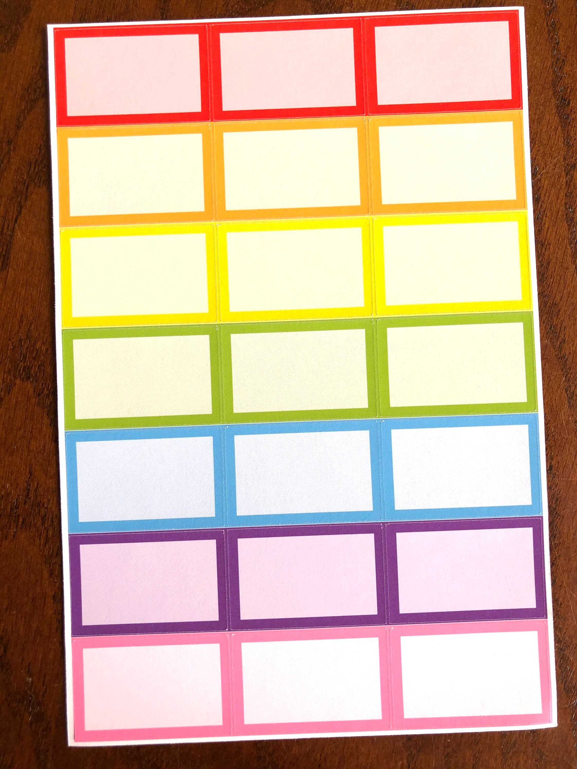 Squared Rainbow Half Boxes Planner Stickers - Rectangle Planner ...