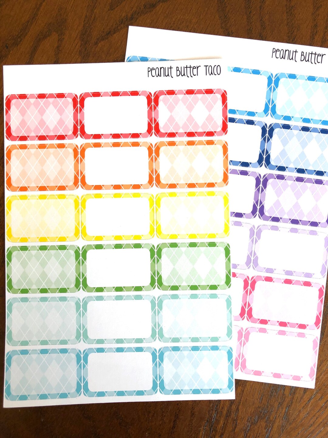Rainbow Argyle Boxes - Half Box Planner Stickers - Rainbow Half Boxes ...