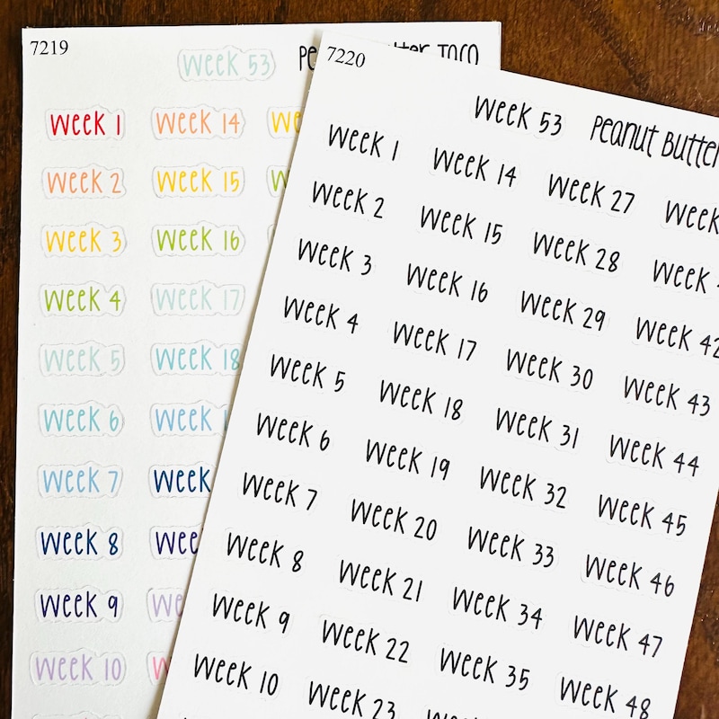 Week Numbers Stickers - Etsy