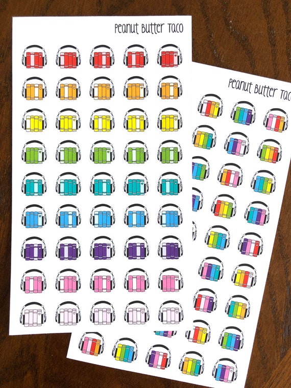 Audiobook Doodle Planner Stickers - Audiobooks Book Planner Stickers - Reading Stickers - Bookish Stickers - Book Icon Stickers - Listening