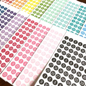 Counting Days Sticker Color Choice - Tiny Date Stickers - Countdown Stickers - Small Number ...