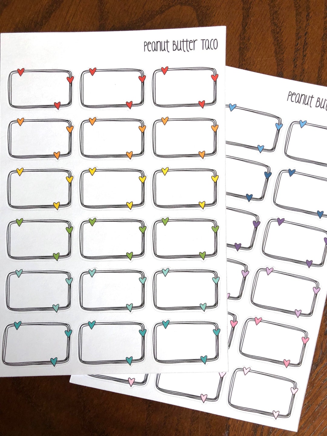 Scribble Rainbow Heart Boxes - Half Box Planner Stickers - Half Boxes ...