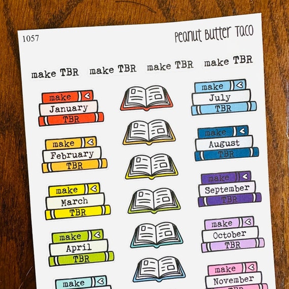 Make Monthly TBR Stickers - TBR Reading Planner Stickers - Reading Stickers - Book Journal Stickers - Bookworm Calendar Stickers - Bookish