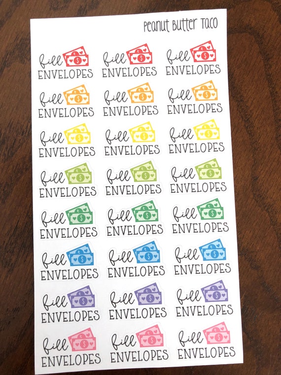 Fill Envelopes Planner Stickers - Budgeting Stickers - Budget Stickers -  Cash Envelopes - Calendar Stickers - Money Stickers - Finance