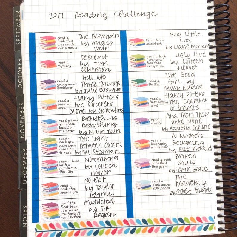 Reading Challenge Planner Stickers Reading Planner Stickers Reading Bucket List Planner Stickers Calendar Stickers Book Stickers image 3