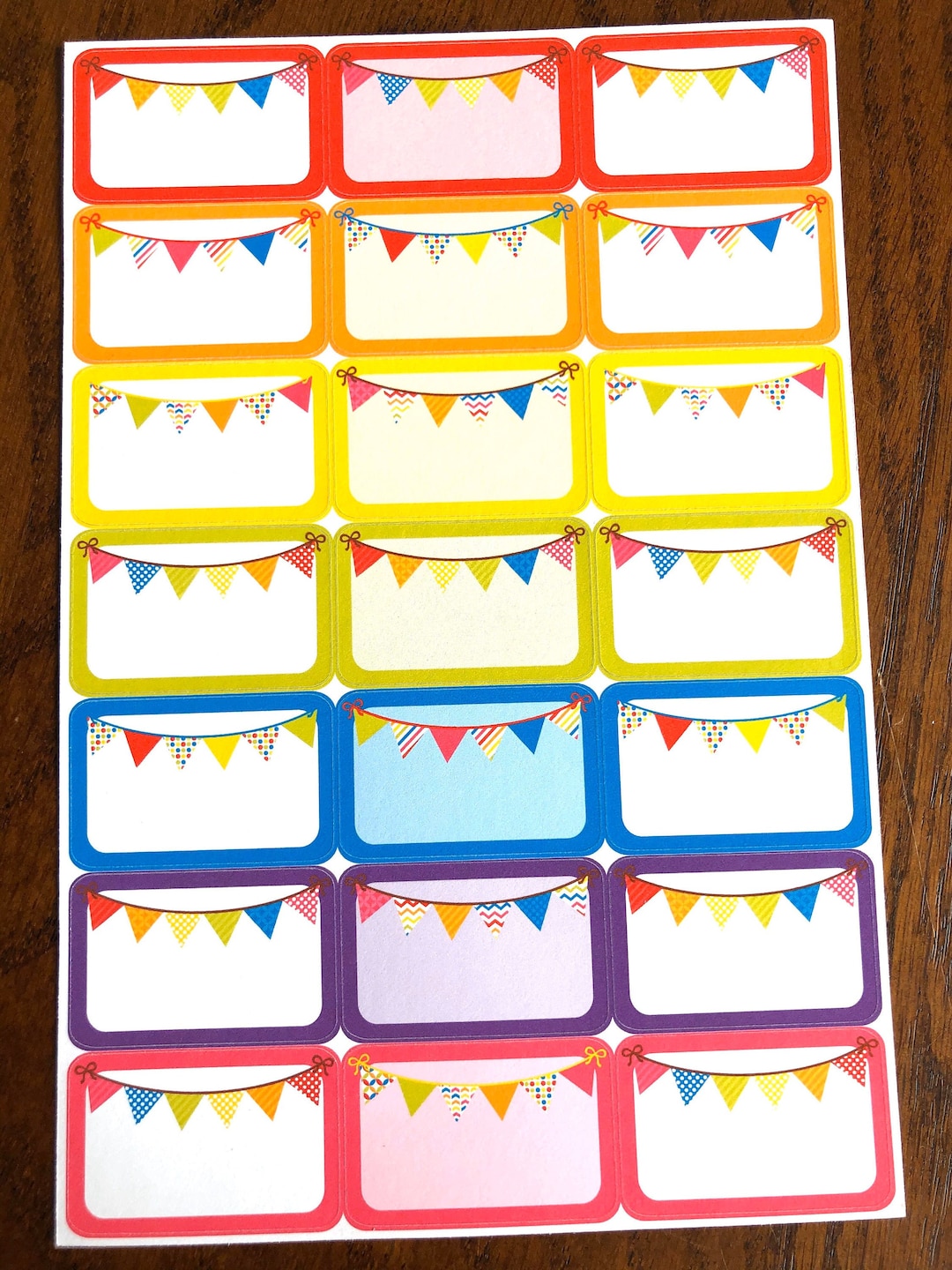 Bunting Half Boxes - Planner Stickers - Rainbow Flags Half Boxes ...