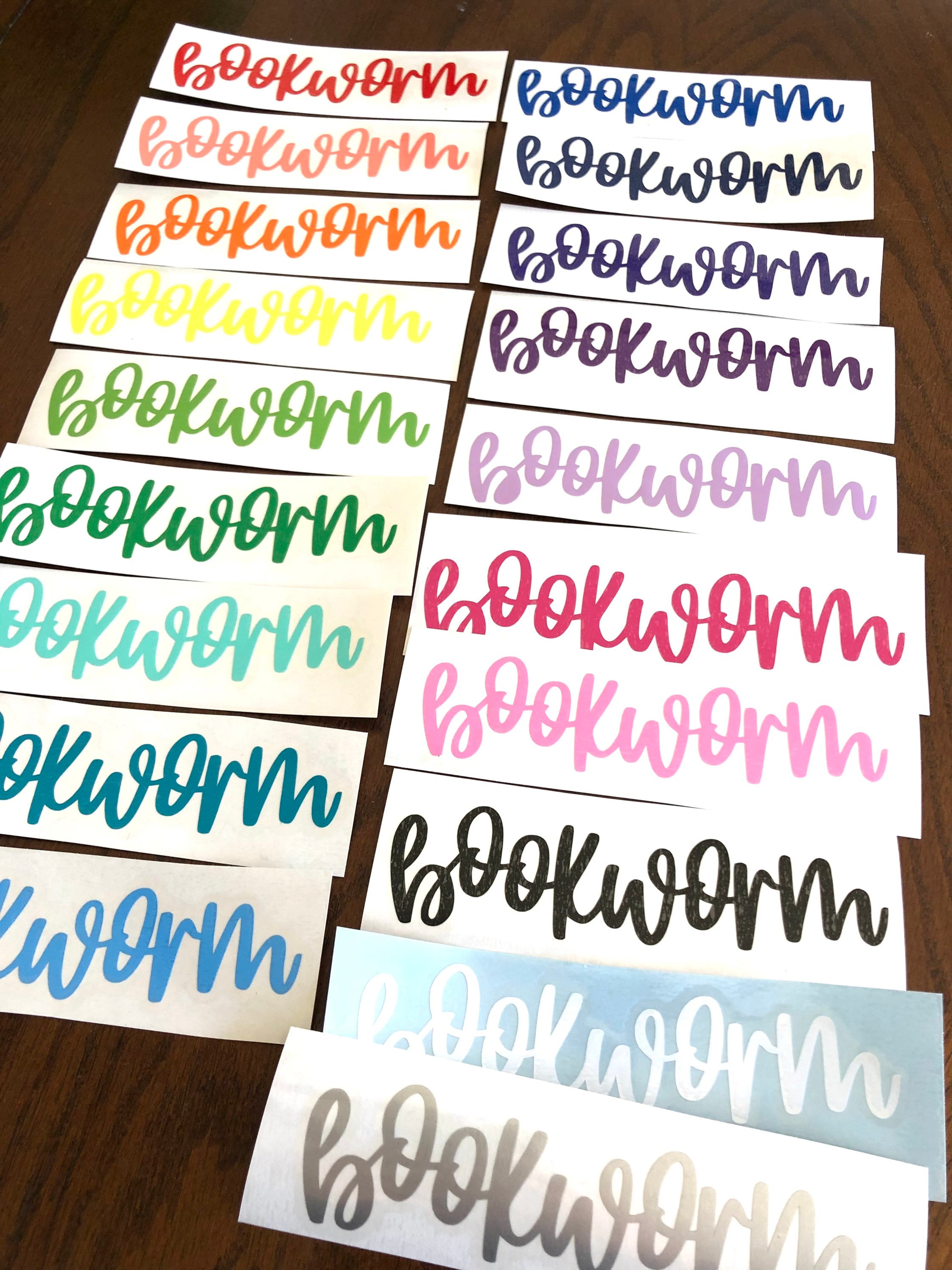 Bookworm Vinyl Decal - Bookish Decal - Hand Lettered Script Reading ...