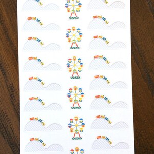 Amusement Park Planner Stickers - Roller Coaster Stickers - Carnival Stickers - Fun Kid Stickers - Children Stickers - Ferris Wheel Stickers